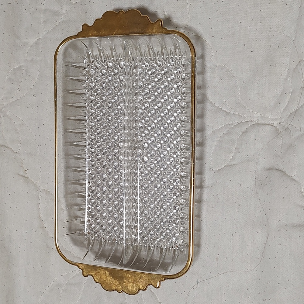 Gold Trim Divided Glass Organizer Dish